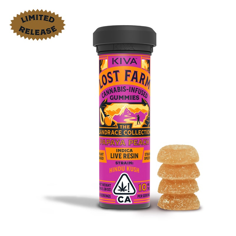 Photograph of product: LOST FARM GUMMIES PAPAYA PEACH - HINDU KUSH LIVE RESIN