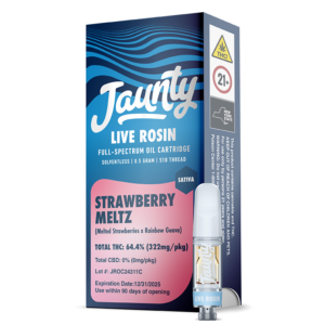 Photograph of product: Jaunty Live Rosin Strawberry Meltz (S) 510 cart .5g