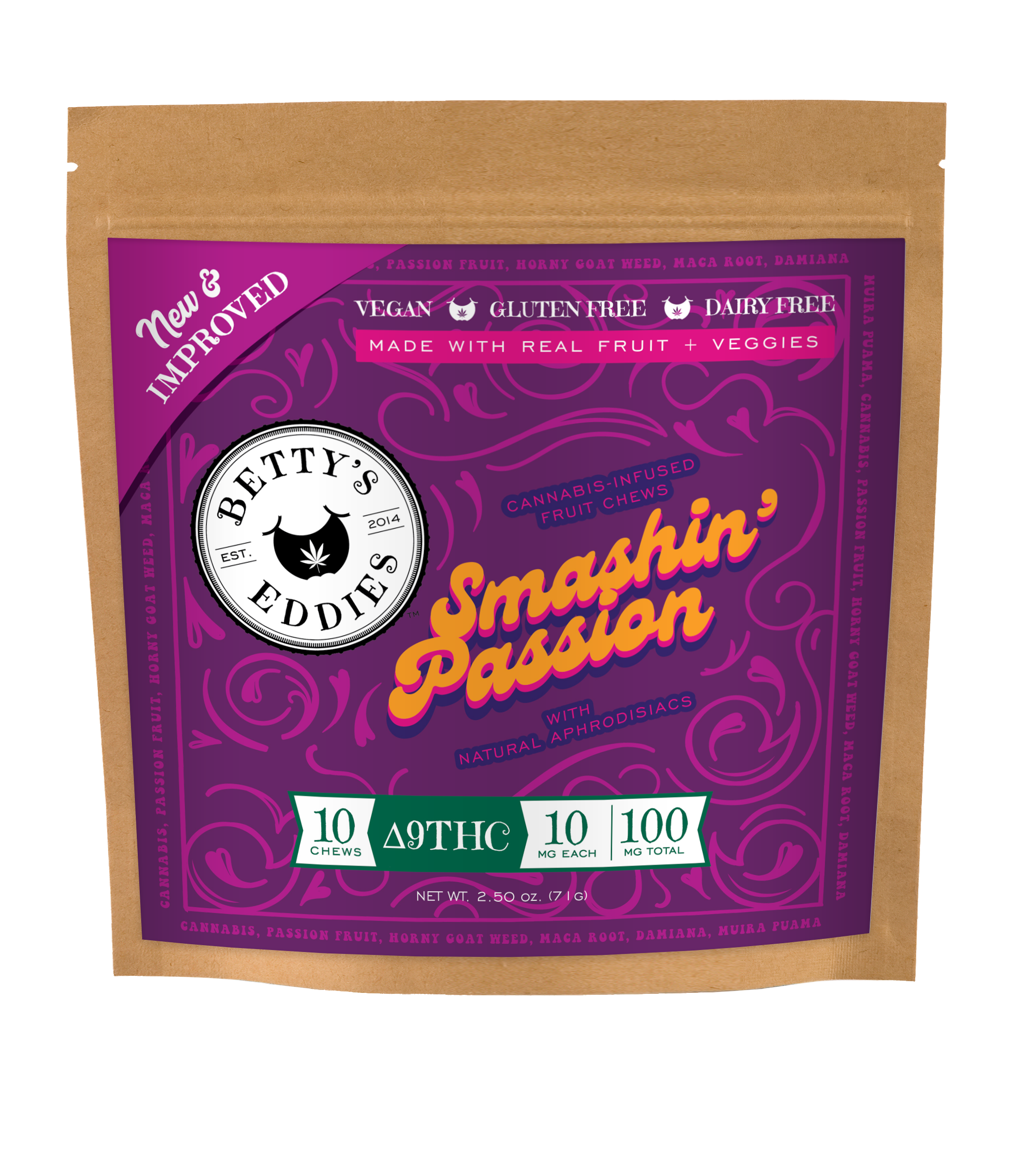 Photograph of product: Smashin' Passion 10mg (10ct) - Betty's Eddies