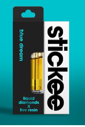 Photograph of product: Stickee - 1g Live Resin x Liquid Diamond Cart - Blue Dream
