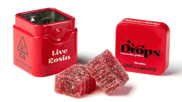 Photograph of product: Drops Single Cherry Live Rosin Oui'd 2PK Infused Jellies 100MG