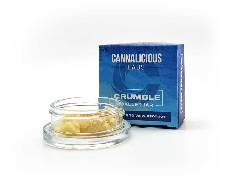 Photograph of product: CANNALICIOUS LABS FRUIT SMASH CURED CRUMBLE BALLER JAR 7G