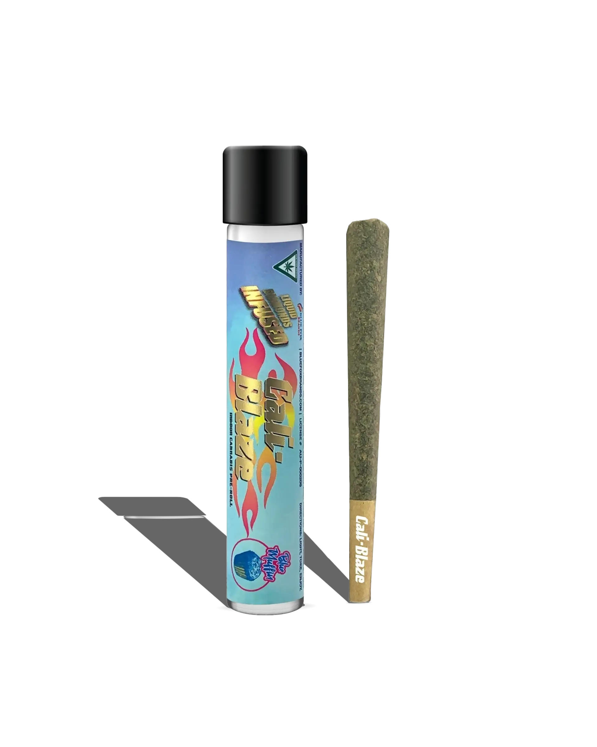 Photograph of product: Blue Muffin Diamond Infused Pre-Roll | 1.2g