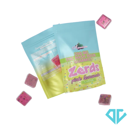 Photograph of product: Amnesia Zerdz Pink Lemonade au chocolat Rosin Gummies 200mg