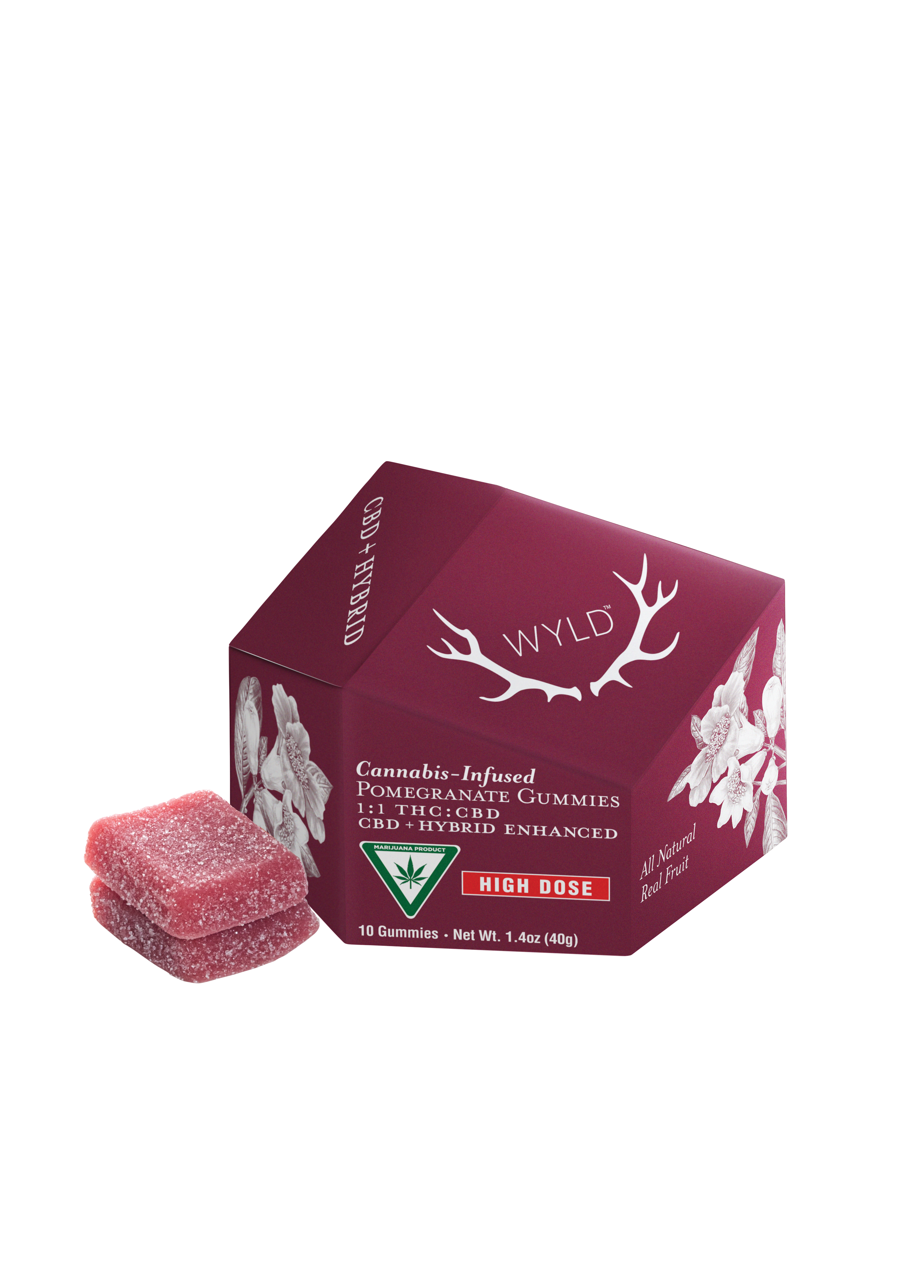 Photograph of product: Wyld - Gummies - 200mg - 1:1 TH-oui/CBD - Pomegranate - Hybrid
