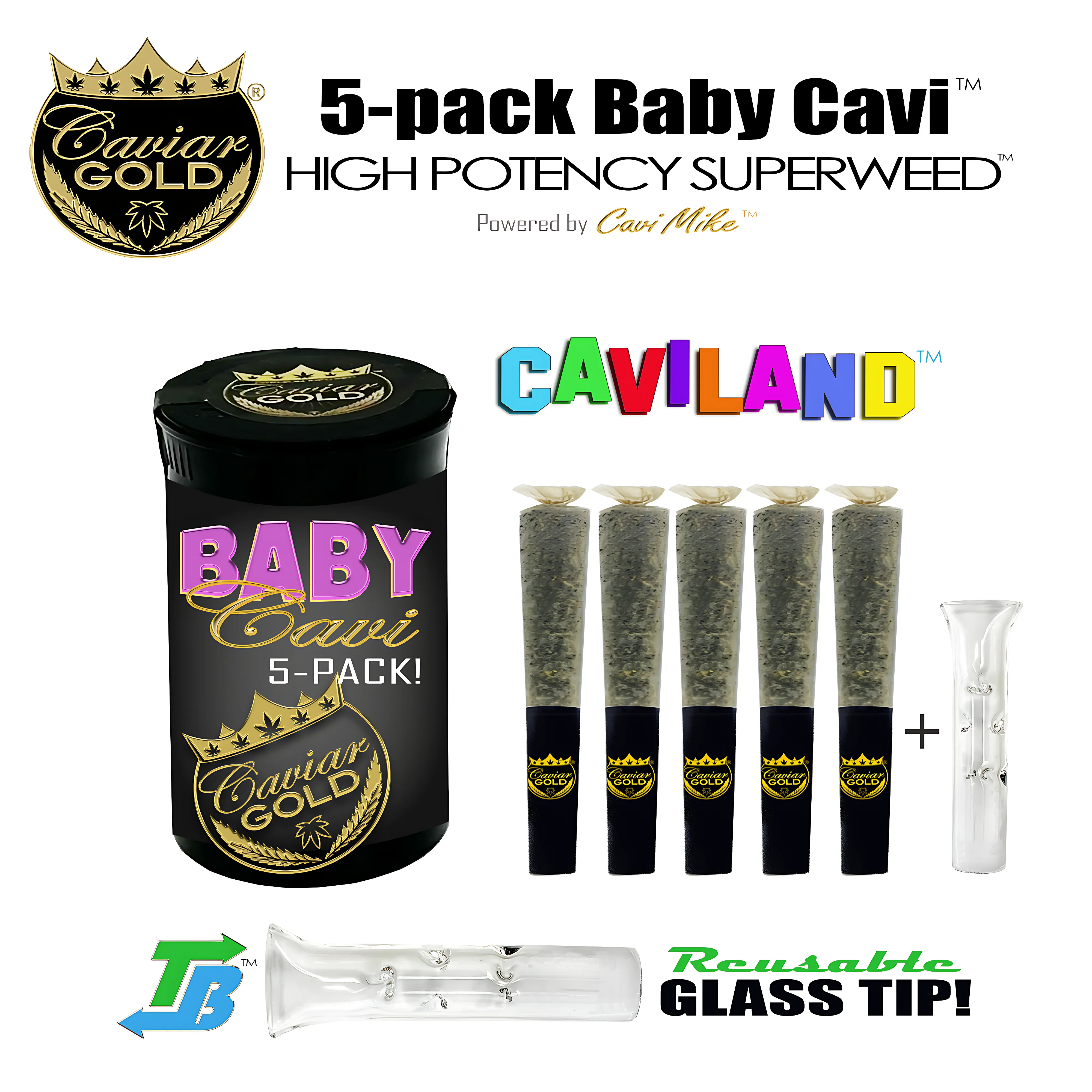 Photograph of product: Caviar Gold - Cavi Land - Baby 5pk Preroll infused