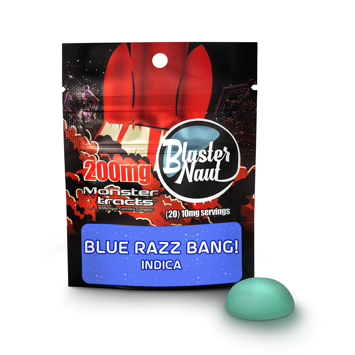 Photograph of product: Blue Razzbang Blaster Naut | 200MG Gummy