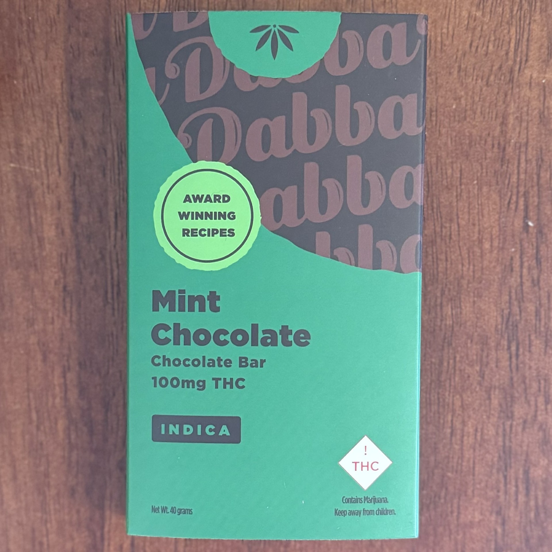 Photograph of product: Dabba - Chocolate - Uplifting - Mint - 2:1:1 TH-ouiv:CBD - 100mg