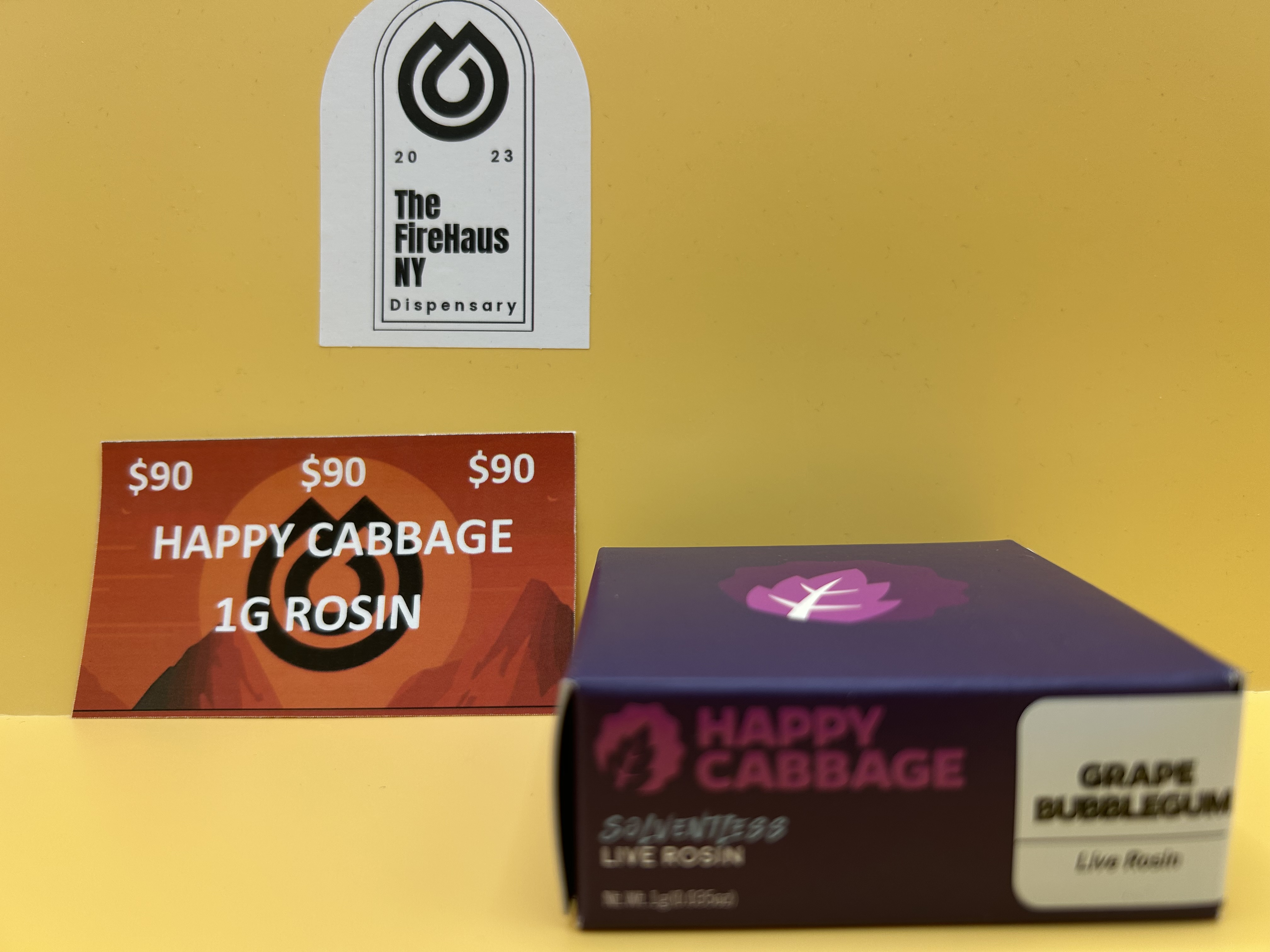 Photograph of product: HAPPY CABBAGE | GRAPE BUBBLEGUM | 1G LIVE ROSIN BADDER
