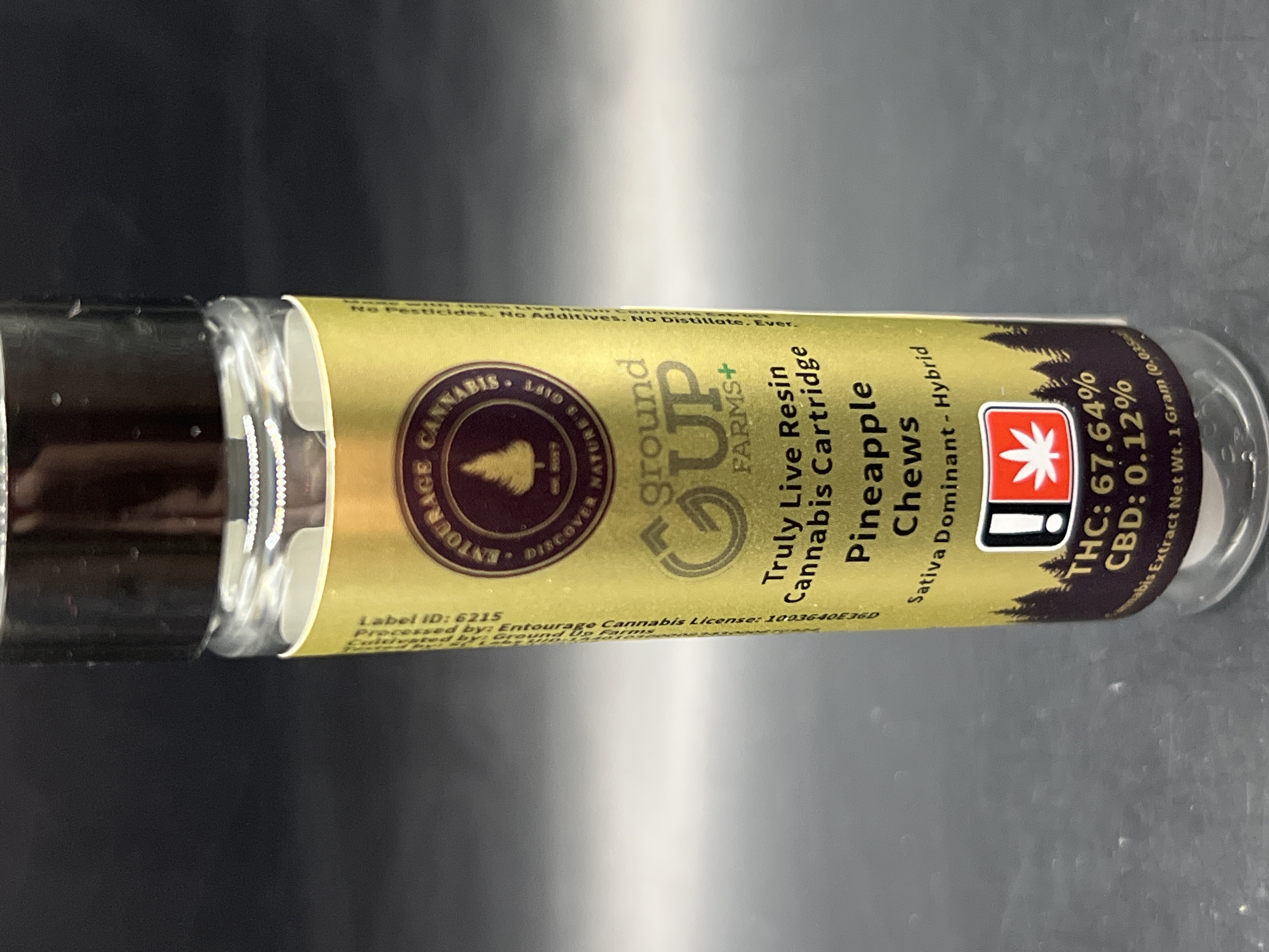 Photograph of product: Entourage Oui'd Pineapple Chews Live Resin Cartridge
