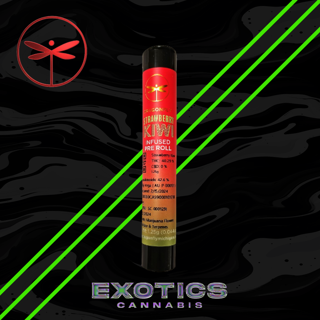 Photograph of product: Dragonfly - Strawberry Kiwi Infused Pre-roll (10/$17.49)