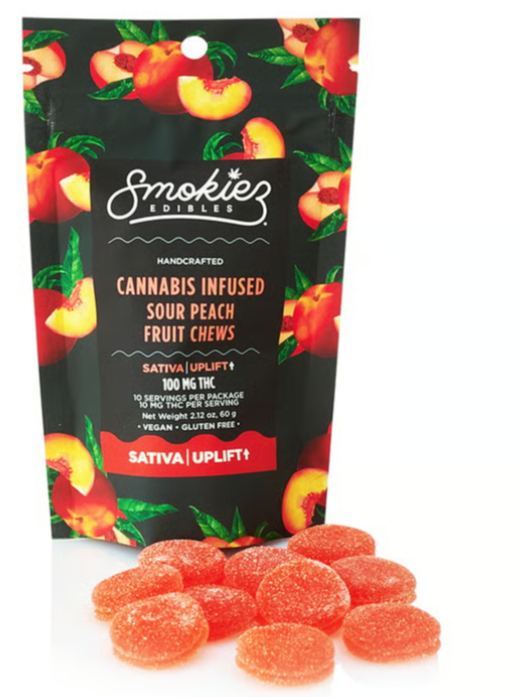 Photograph of product: Smokiez | Sour Peach | Single Fruit Chew | 100mg