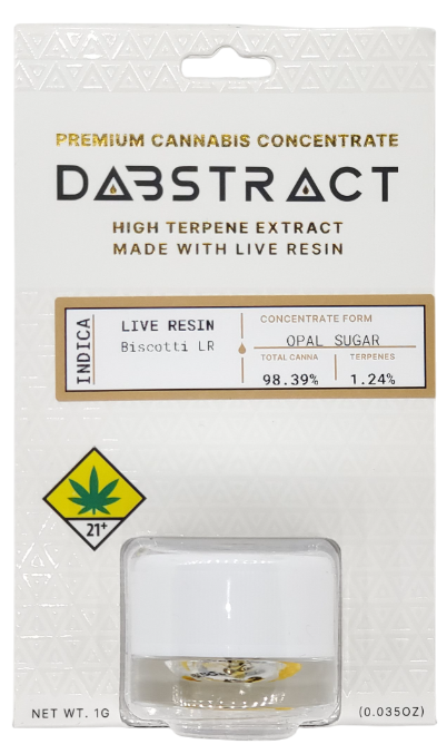 Photograph of product: Dabstract CON Biscotti Opal Sugar Hydrocarbon Extract 1g