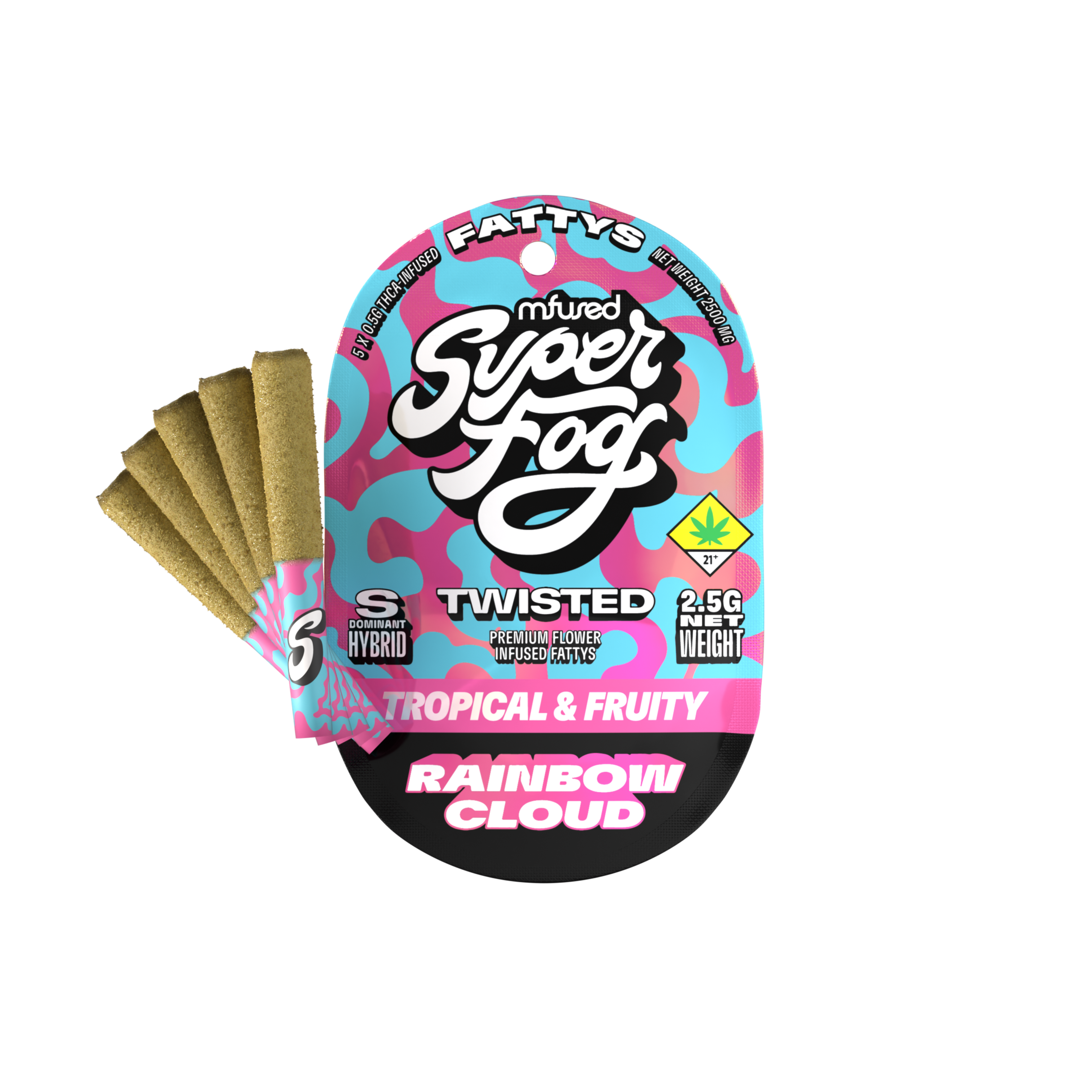 Photograph of product: TWISTED Infused Fattys 5pk - Rainbow Cloud (DOH)