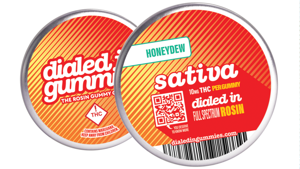 Photograph of product: Dialed In - Rosin Gummies - Classics - Oui'd - 100mg