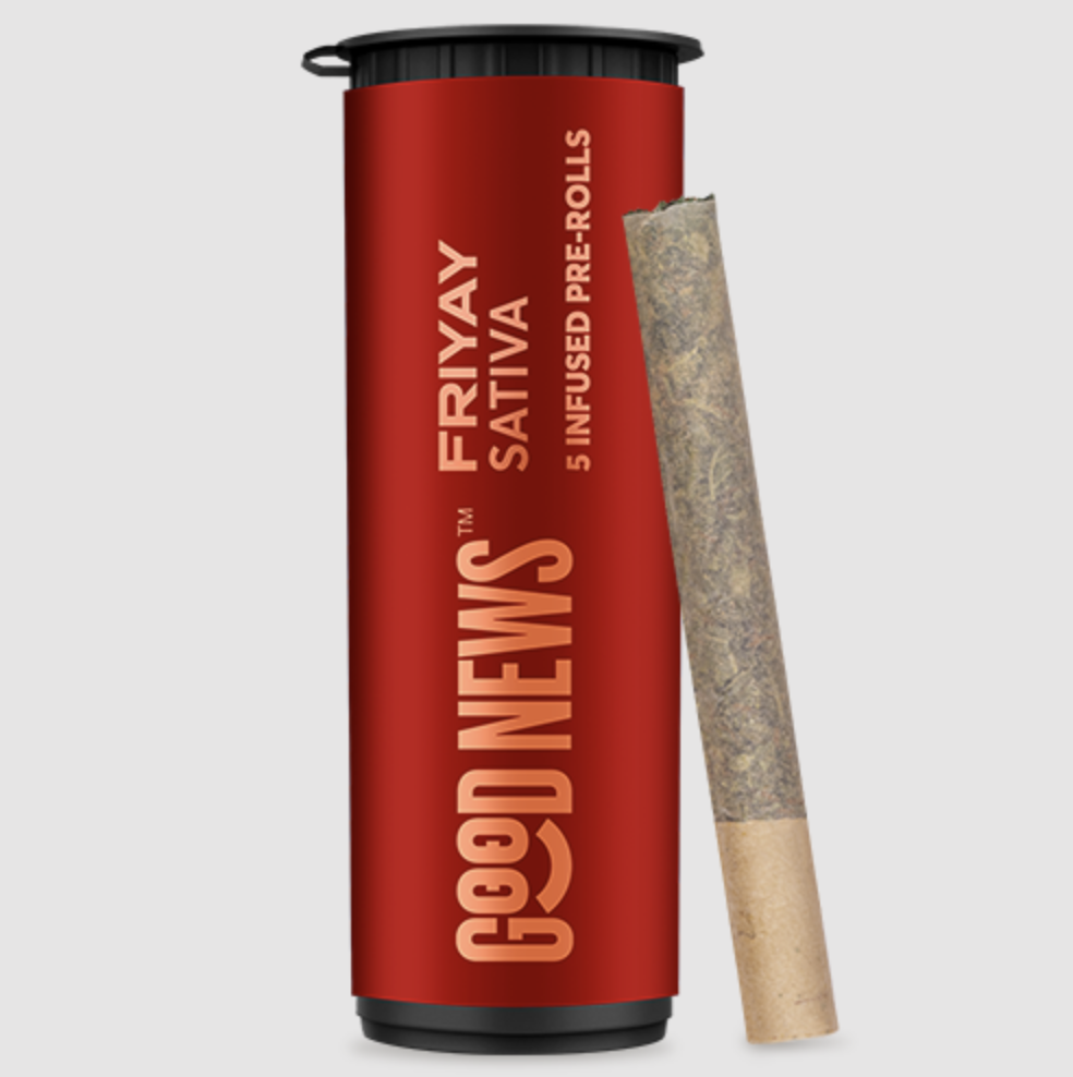 Photograph of product: GOOD NEWS FRIYAY INFUSED PRE-ROLLS 2.5G