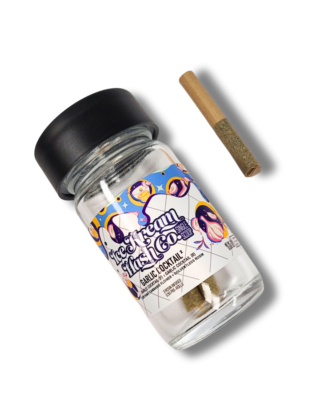 Photograph of product: Ice Kream au chocolat Garlic Cocktail2 Rosin Infused Pre-Roll 3-Pack | 3 x 0.5g
