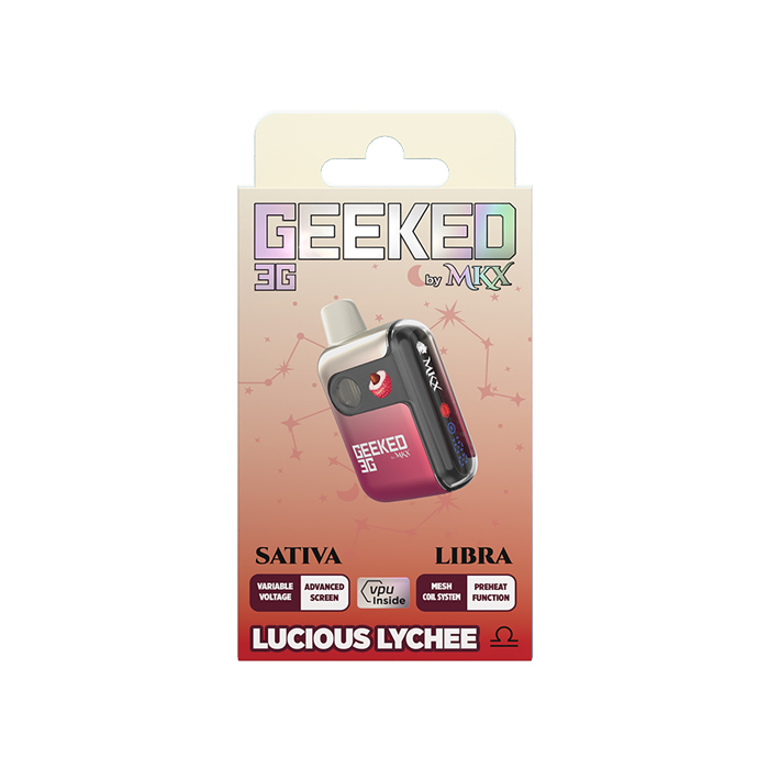 Photograph of product: Geeked Lucious Lychee Disposable Vape, Oui'd, 3g