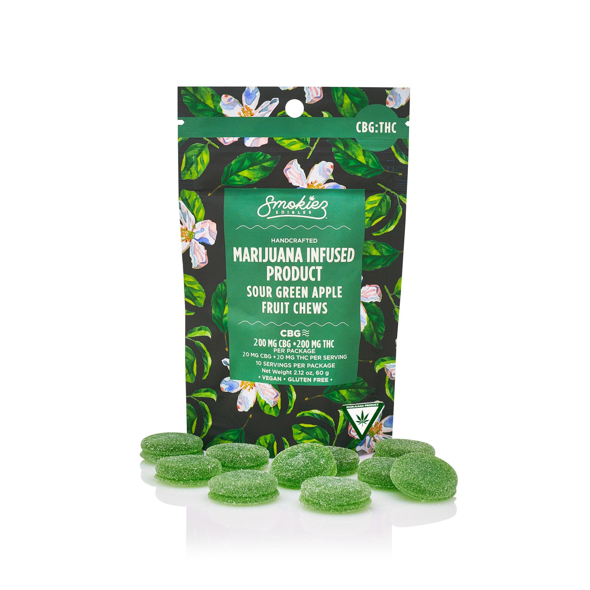 Photograph of product: Smokiez Edibles - 200mg 1:1 TH-oui/CBG Calm Gummies - Sour Green Apple