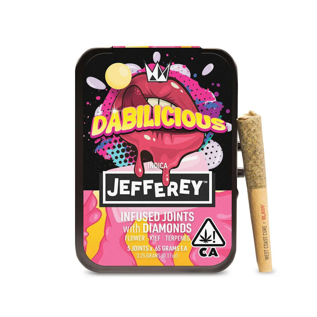 Photograph of product: Dabilicious [I] Jefferey | 3.25G (5PK) Infused Pre-Roll | West Coast Cure