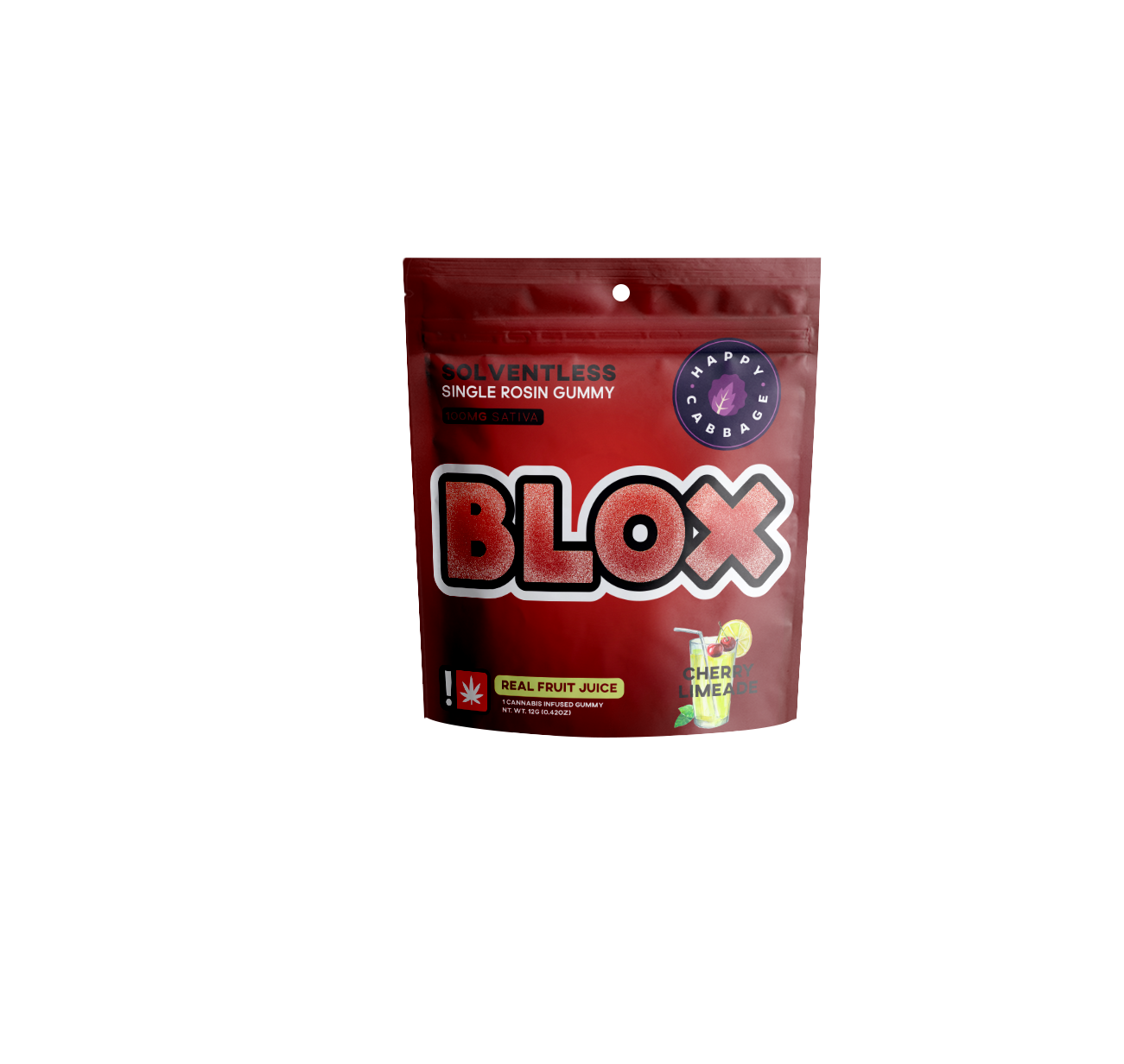 Photograph of Product: BLOX - Cherry Limeade - (Sativa) 100mg THC Single Rosin Gummy