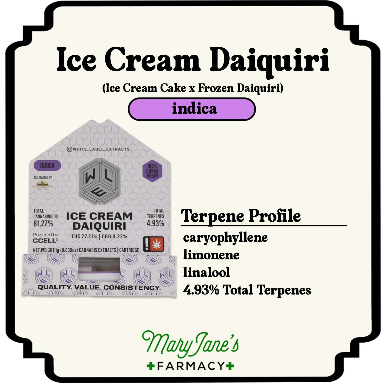 Photograph of product: Ice Cream Daiquiri Cured Resin Cartridge | 1g
