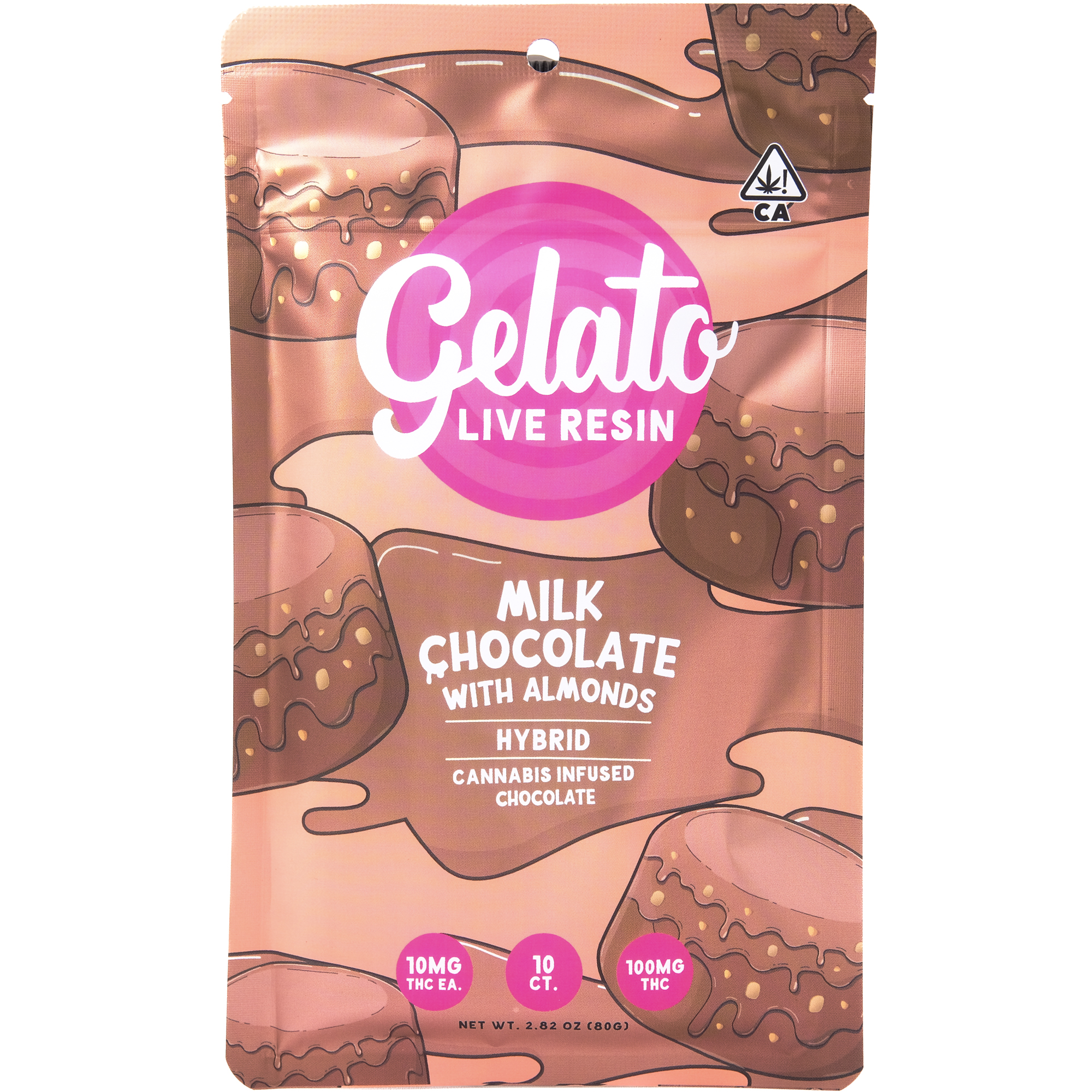 Photograph of product: Milk Chocolate w/ Almonds 100mg Bar - Gelato