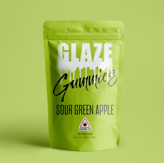 Photograph of product: Glaze | Sour Green Apple | Gummies | 10pc | 100mg