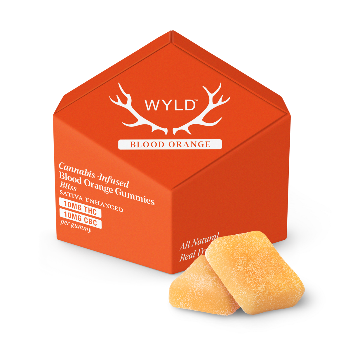 Photograph of product: Wyld | Bliss | Blood Orange | 1:1 TH-oui: CBC | Gummies | 10pk | 100mg