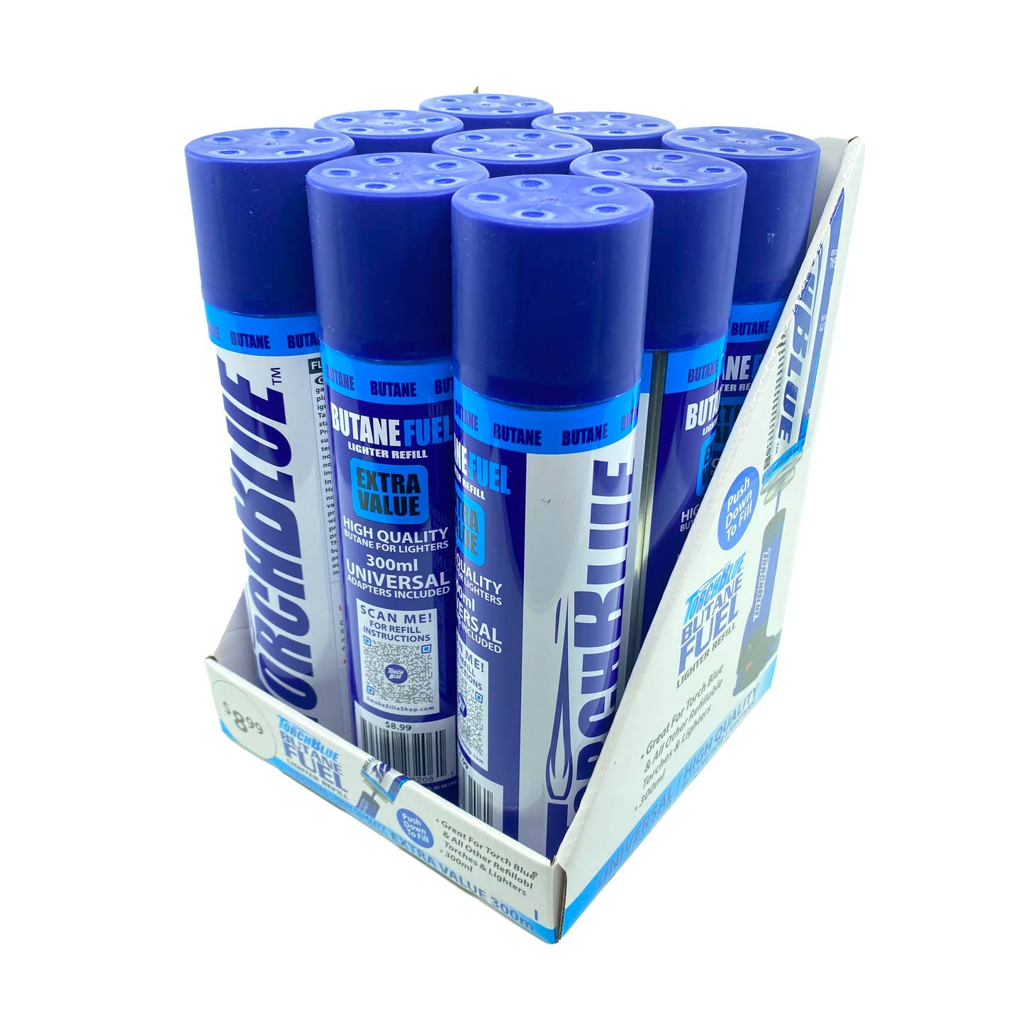 Photograph of product: TORCH BLUE BUTANE LIGHTER FLUID 300ML