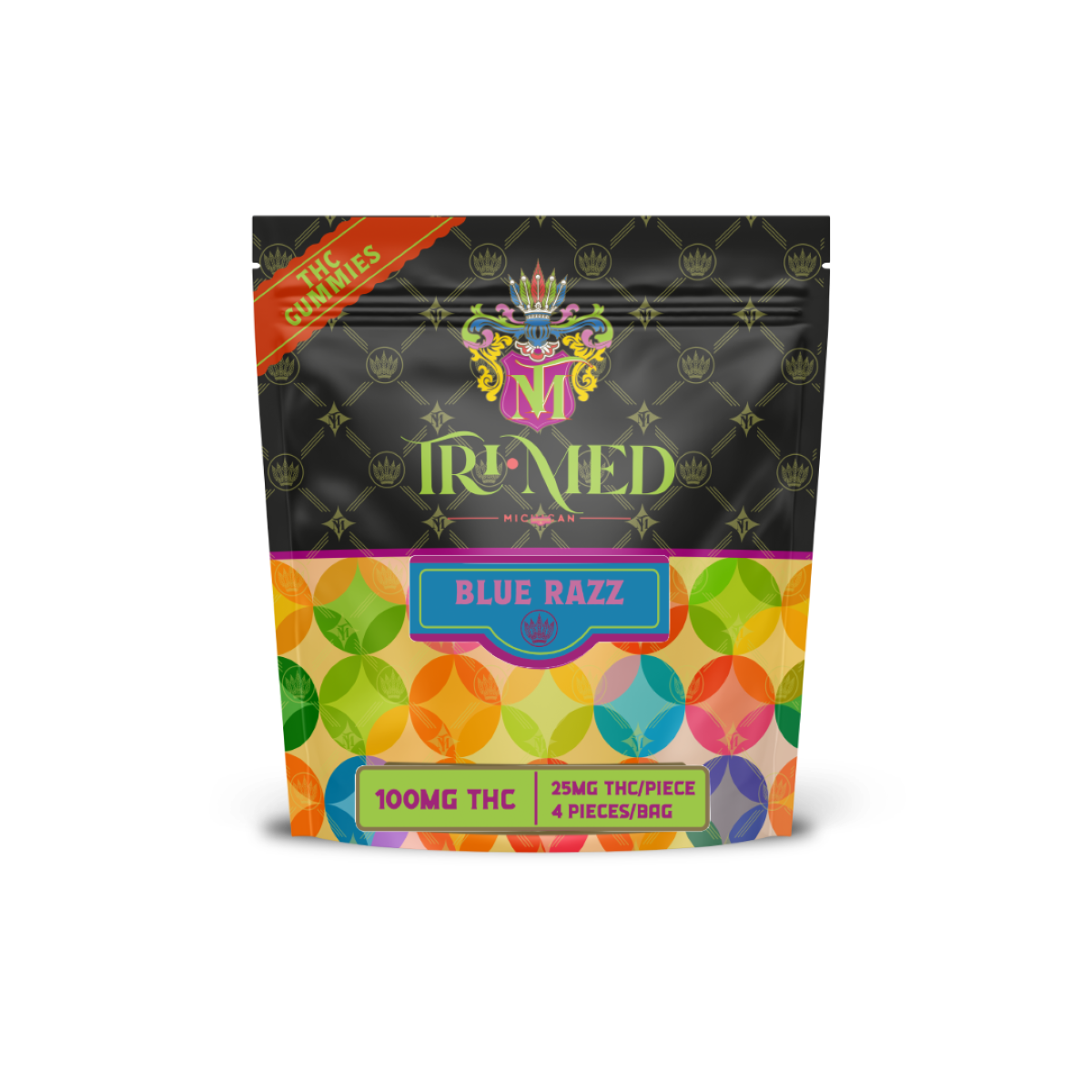 Photograph of product: TRI-MED - BLUE RAZZ GUMMIES - 100MG