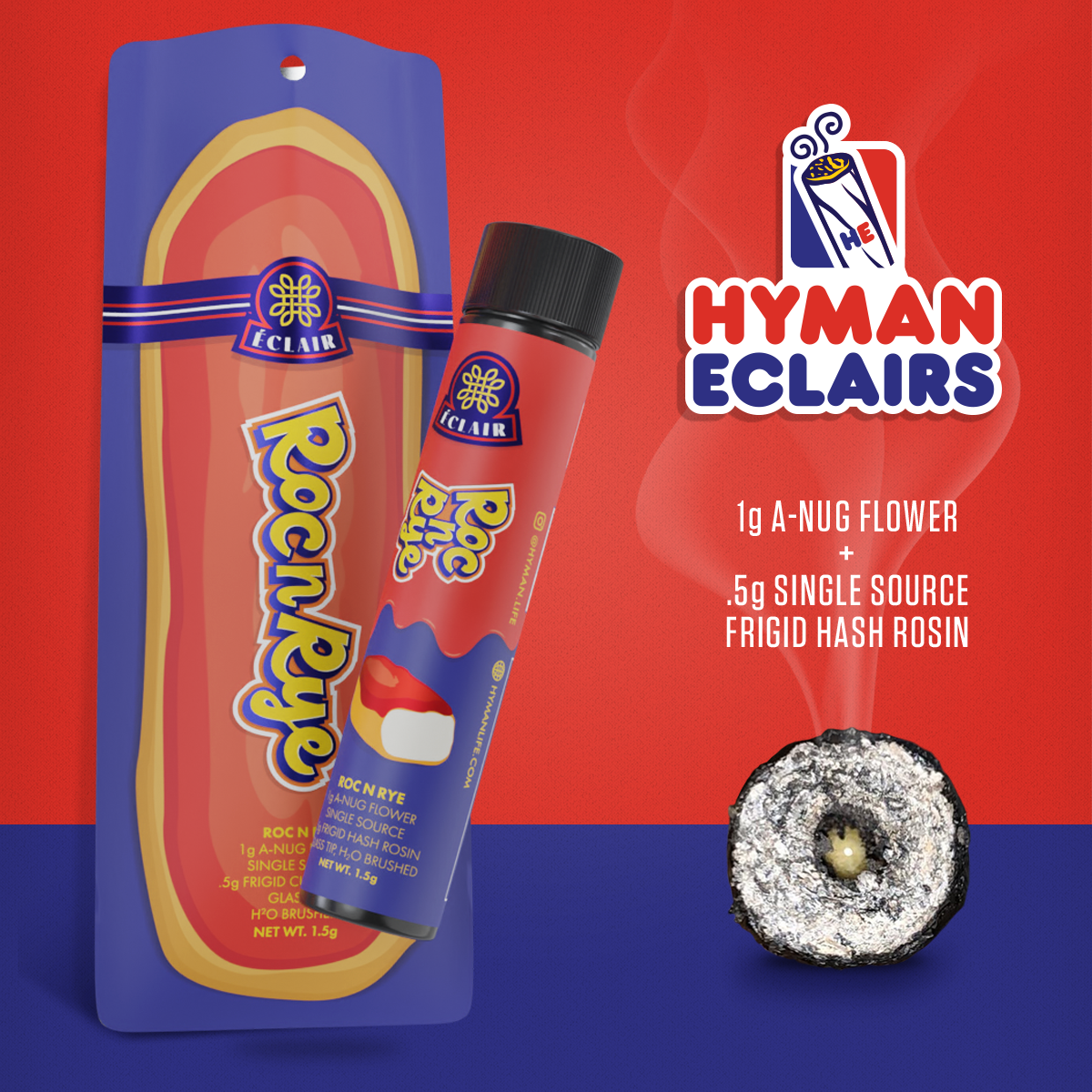 Photograph of product: Hyman Eclair 1.5g Cured Rosin Pre Roll | Rock N Rye