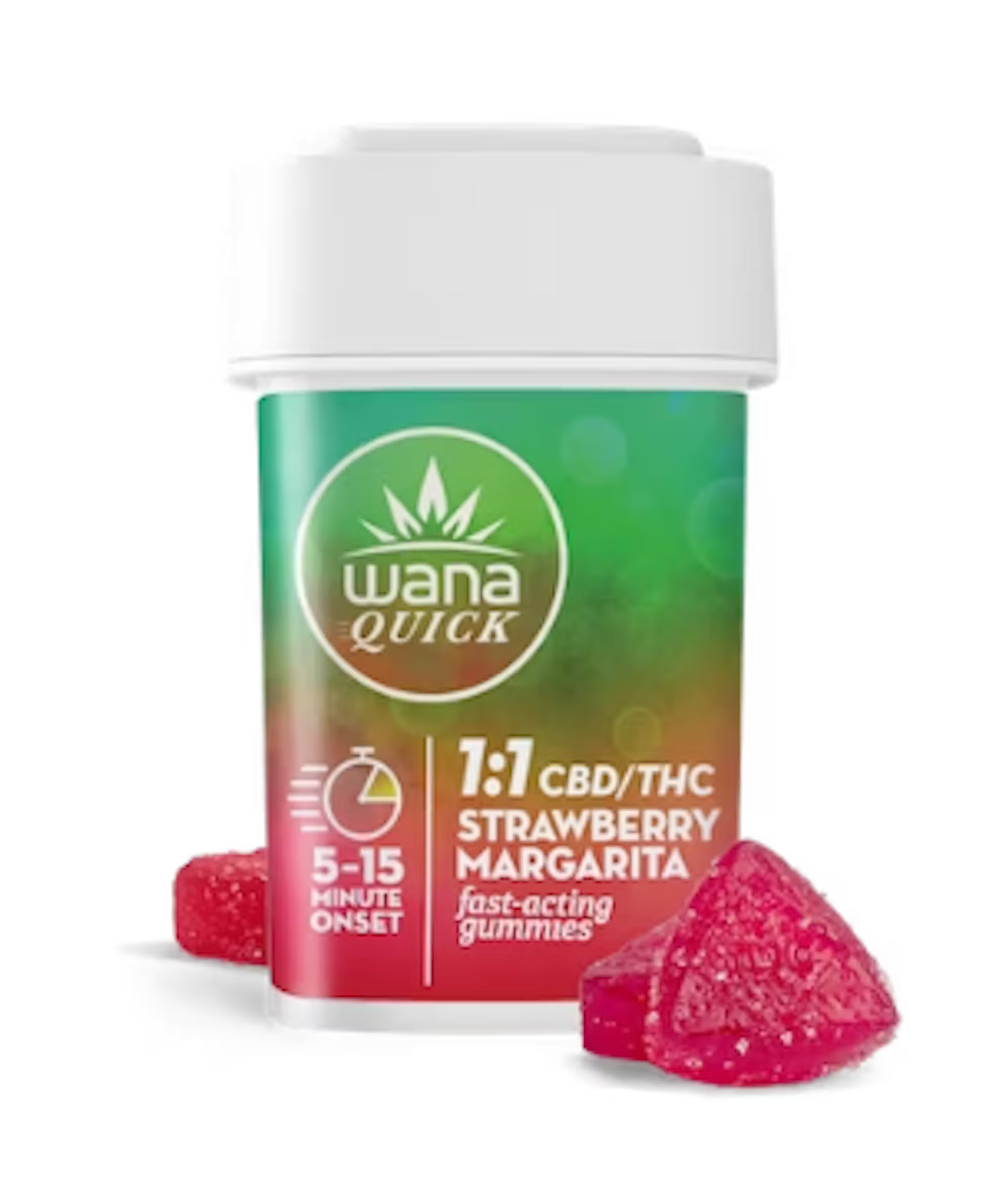 Photograph of product: Wana Fast Acting Gummies 100mg 1:1 - Strawberry Margarita