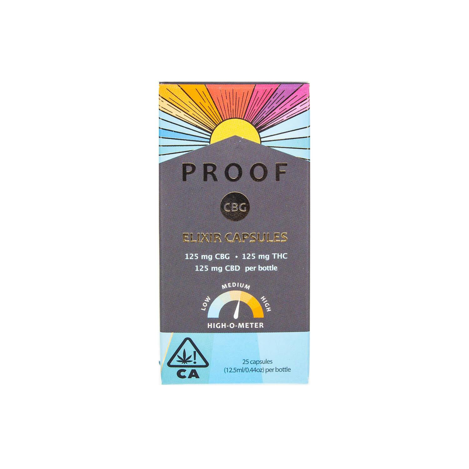 Photograph of product: Proof | CBG Elixir Capsules 25 Pack (1:1:1 CBG:TH-oui:CBD - 325mg Total)