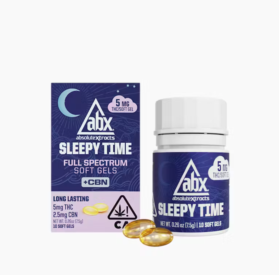 Photograph of product: SLEEPY TIME + CBN SOFT GELS 5MG THC 10 COUNT CAPSULES