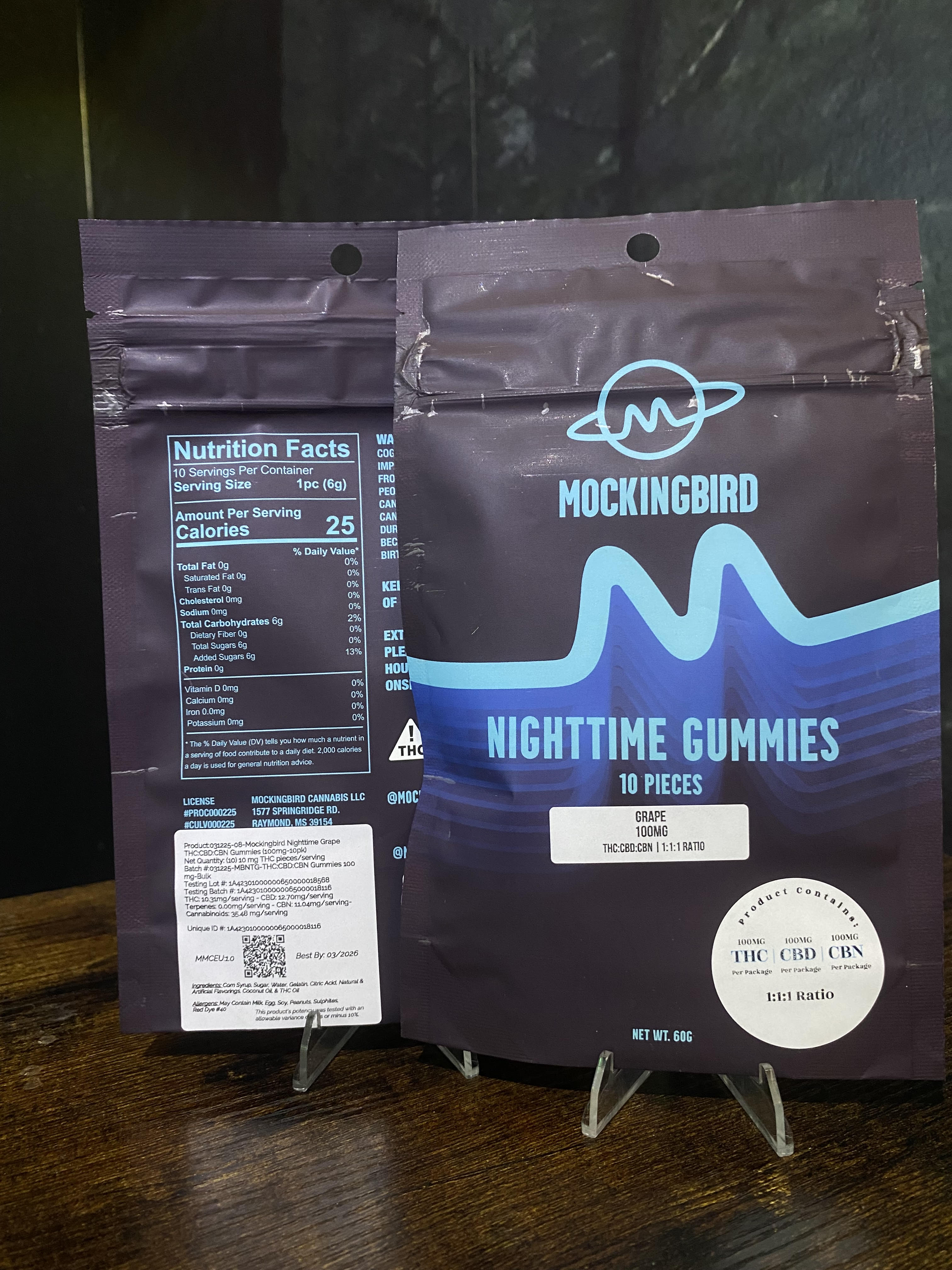 Photograph of product: Grape Nighttime CBN | 100mg gummies | Mockingbird