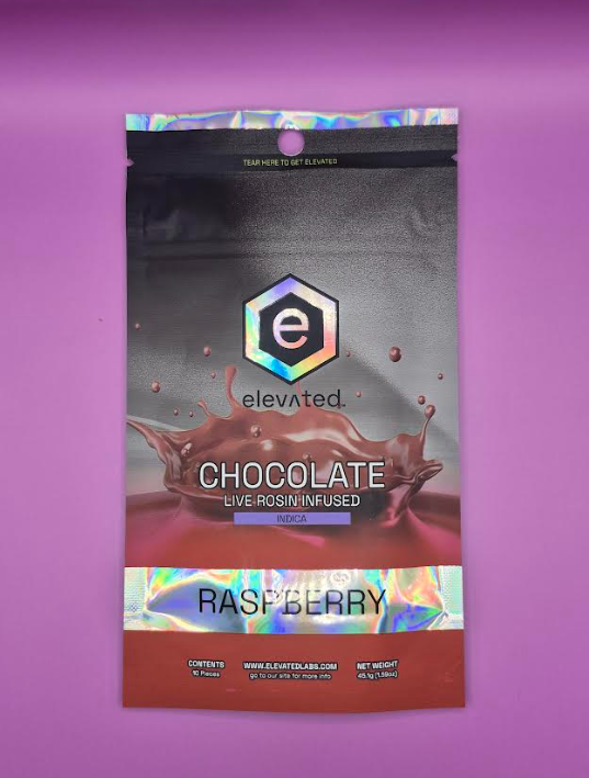 Photograph of product: Elevated - 100mg Live Rosin Chocolate - Dark Raspberry