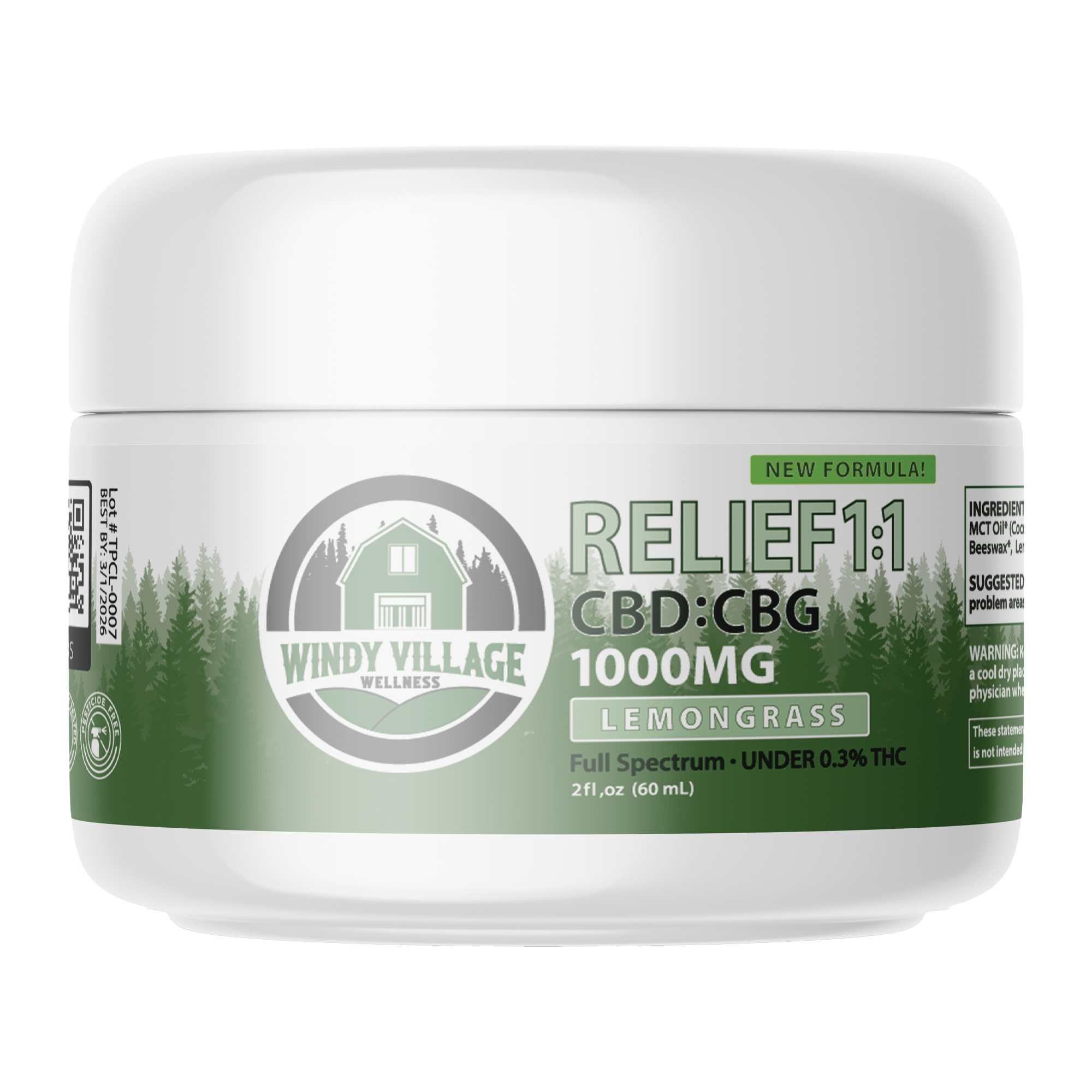 Photograph of product: Windy Village Relief LemonGrass Topical CBD:CBG 1:1