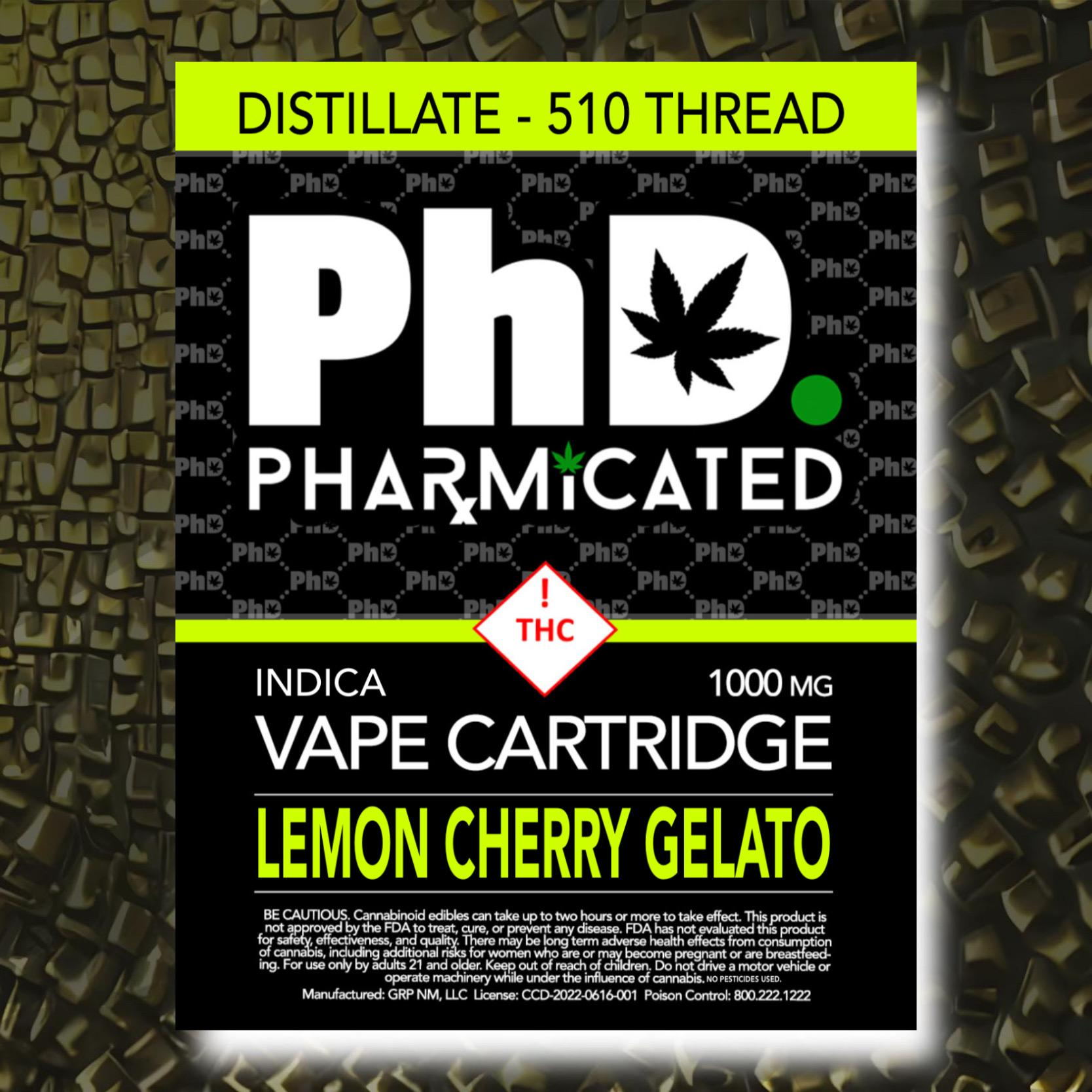 Photograph of product: PhD - 1g Cart  - Lemon Cherry Gelato