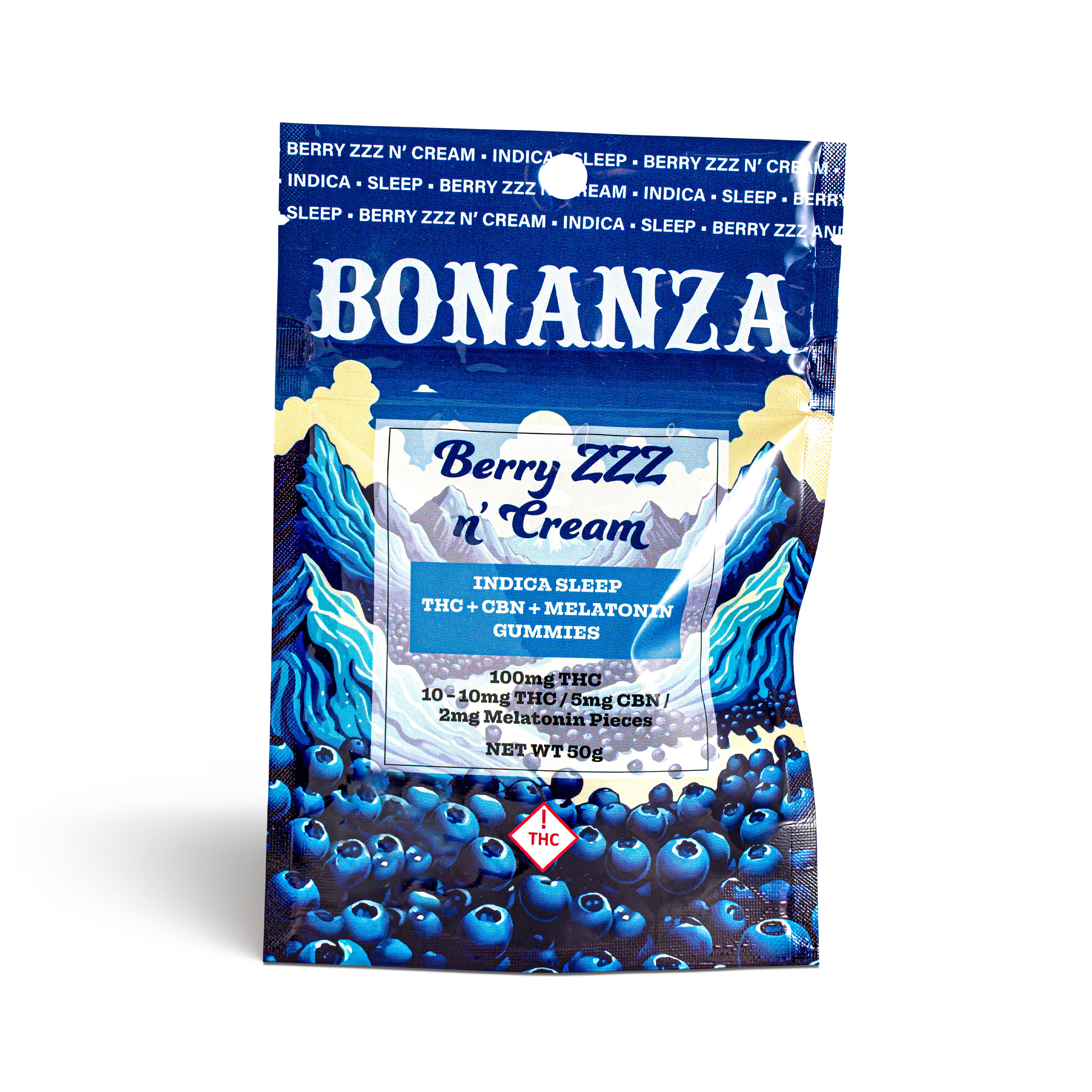 Photograph of product: Berry ZZZ n' Cream 2:1 TH-oui/CBN + 2mg Melatonin Gummies - 100mg