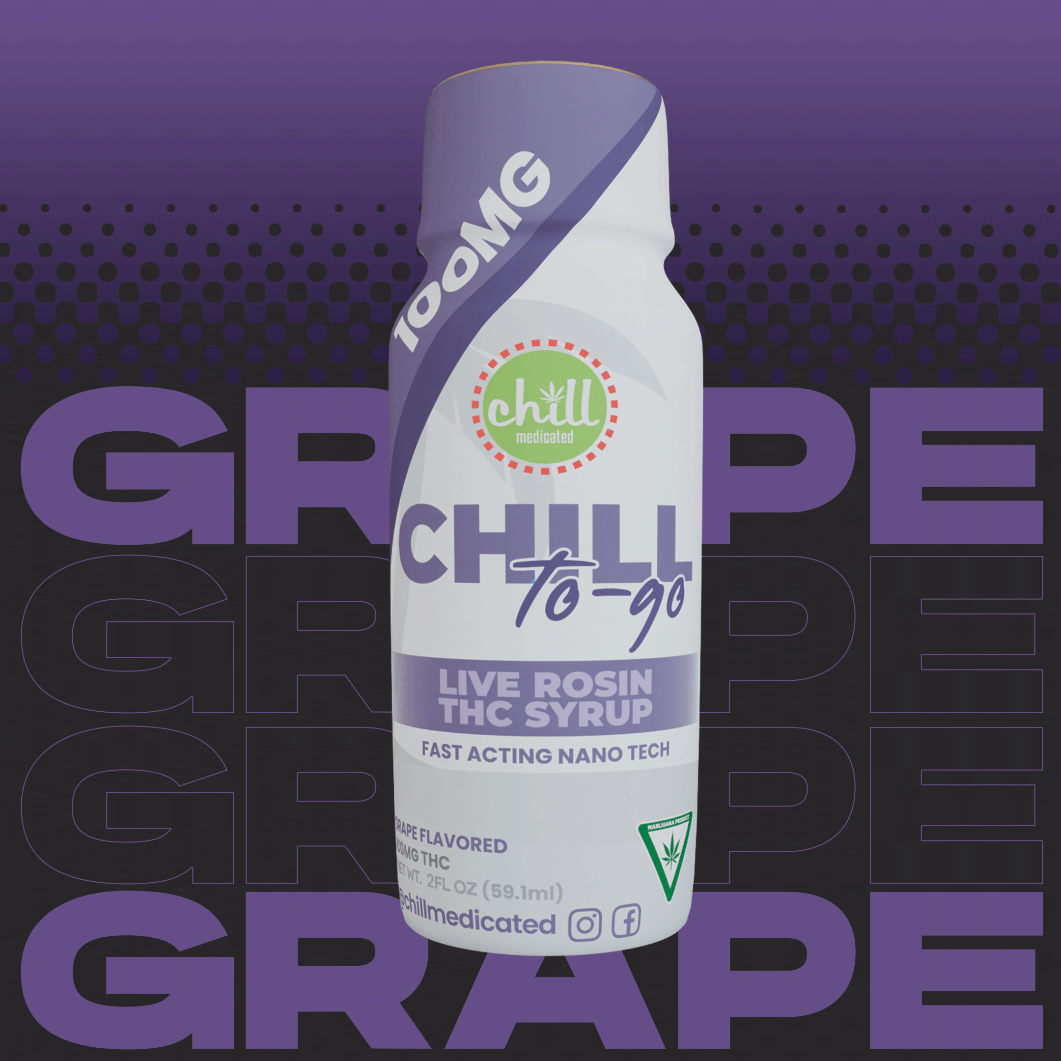 Photograph of product: Chill Medicated | 100mg Live Rosin Syrup | Grape