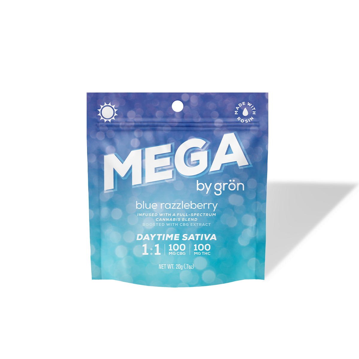 Photograph of Product: Grn 1:1 Blue Razzleberry Mega Pearl- Daytime Sativa - CBG/THC