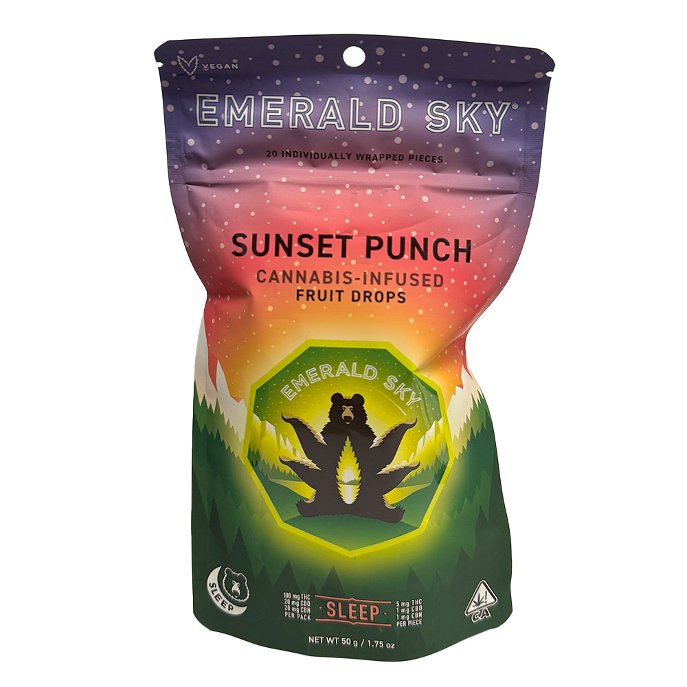 Photograph of product: SUNSET PUNCH SLEEP HARD FRUIT DROPS 20PK