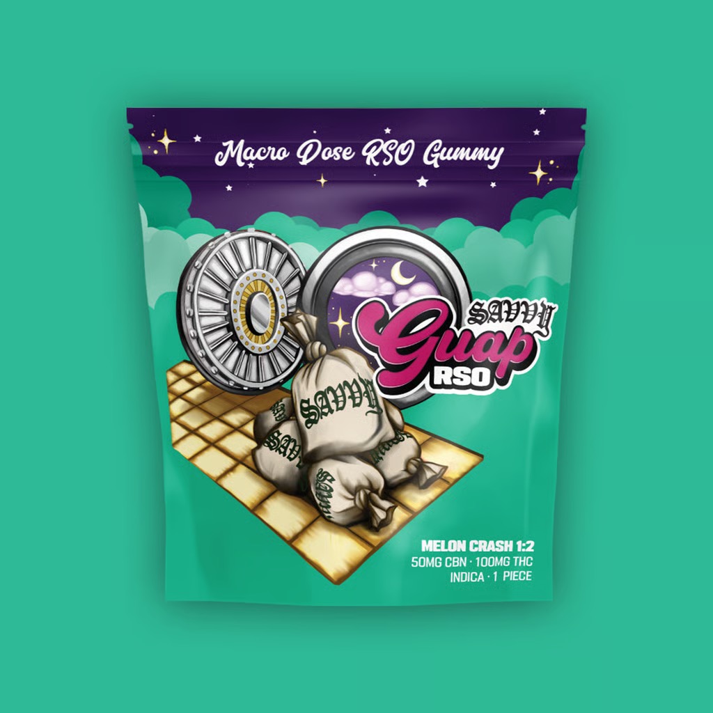 Photograph of product: Guap | RSO Melon Crash 1:2 CBN:TH-oui Gummy | 1pk 100mg