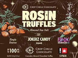 Photograph of product: CROP CIRCLE | SINGLE ROSIN TRUFFLE | COFFEE CREAMER X ALMOND SEA SALT | 100MG
