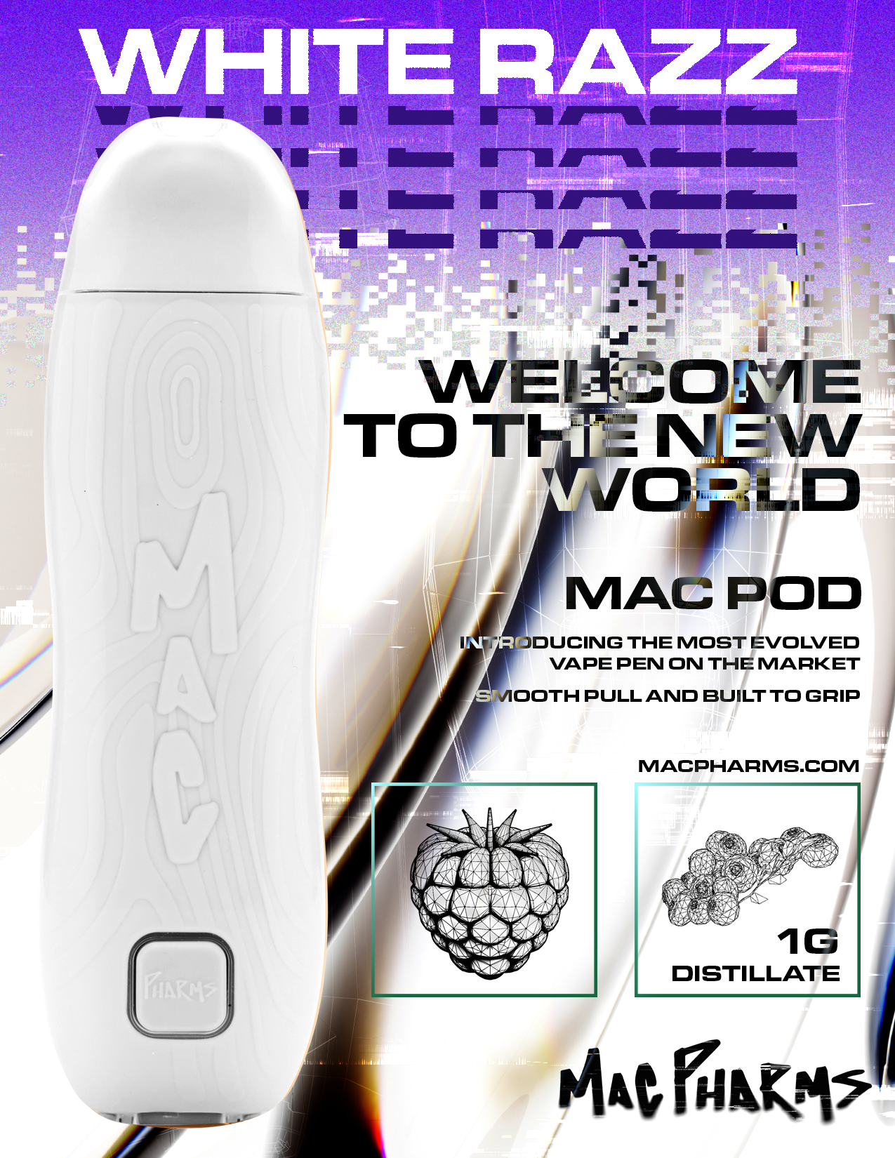 Photograph of product: Mac Pharms Disposable | White Razz - Oui'd