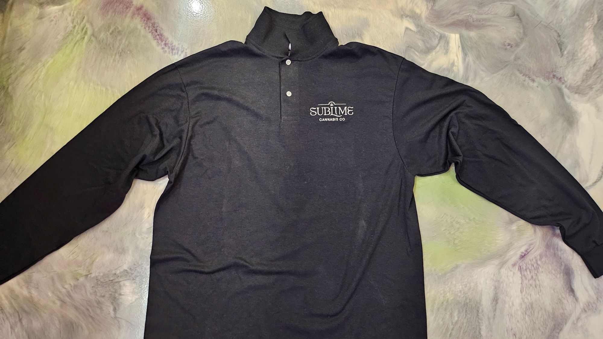Photograph of product: BLACK POLO LONG SLEEVE SHIRT