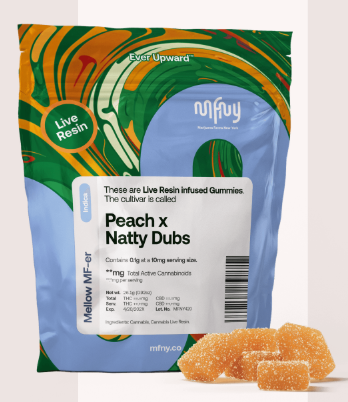 Photograph of product: MFNY | Gummies 10 Pack | Mellow | Peach x Natty Dubs Live Resin | 100mg