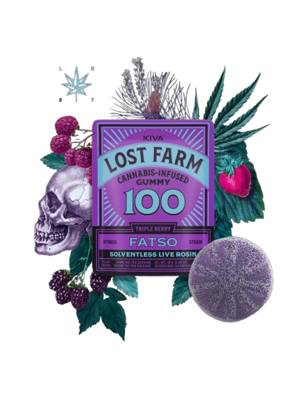 Photograph of product: *Promo* Kiva Confections | Lost Farm Triple Berry Fatso Rosin Gummy (Single) | 100mg