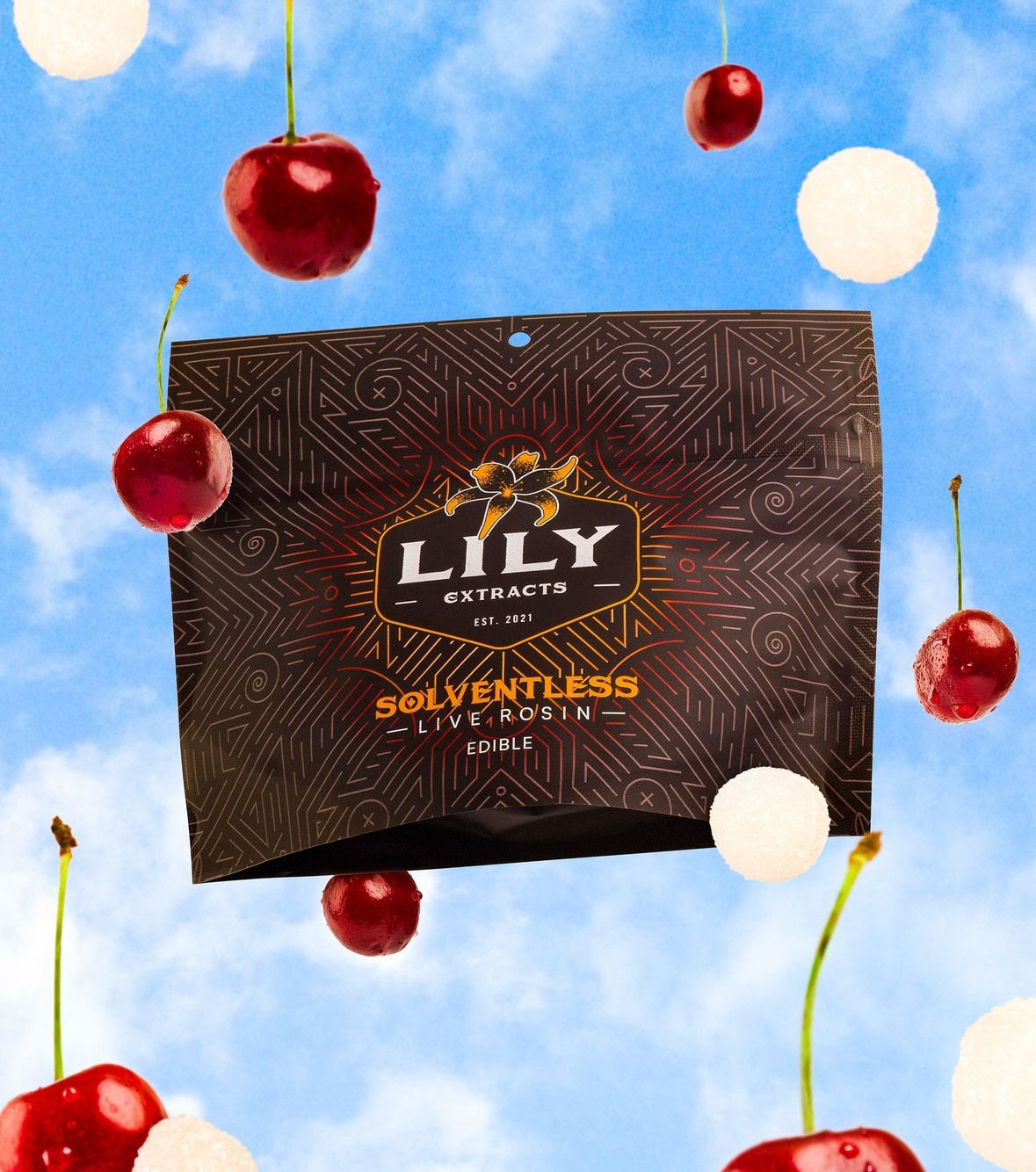 Photograph of product: Lily Extracts - Wild Cherry Cannapunch Live Rosin Pectin Chews - 100mg (10pcs)
